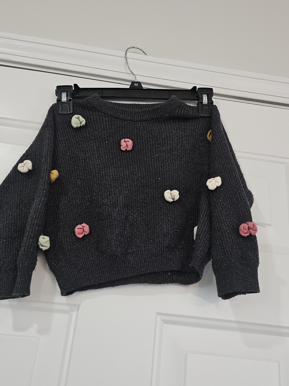 Zara Black Knit Sweater with Candy-Colored Pom Details Size 18-24 months {B3}